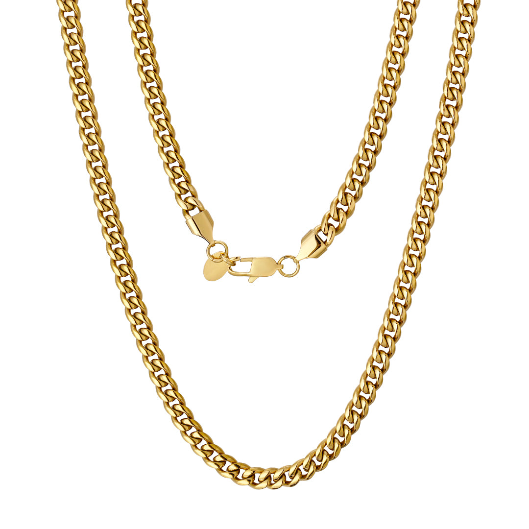 Cuban White Gold Chain Necklace 4mm 18k Gold Plated Mens 