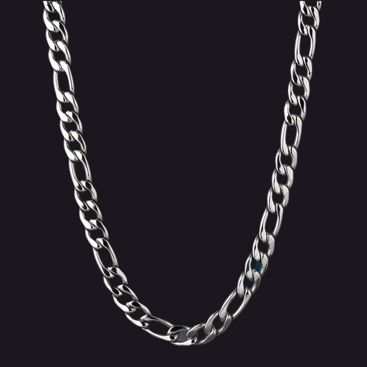 Mens white gold figaro shop chain necklace